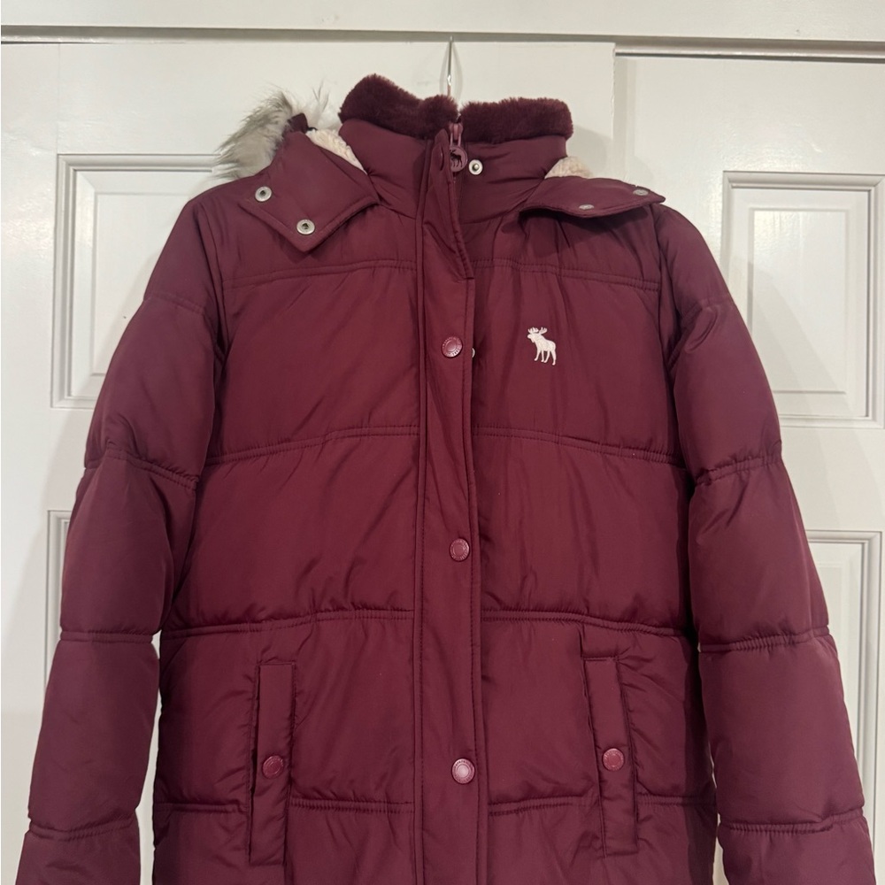 Abercrombie and Fitch Burgundy Puffer Jacket